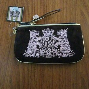 Juicy Couture Velour Brown Pink Wristlet Clutch